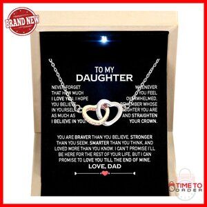 To My Daughter Necklace, Adjustable Chain, Stainless Steel, Gift Box